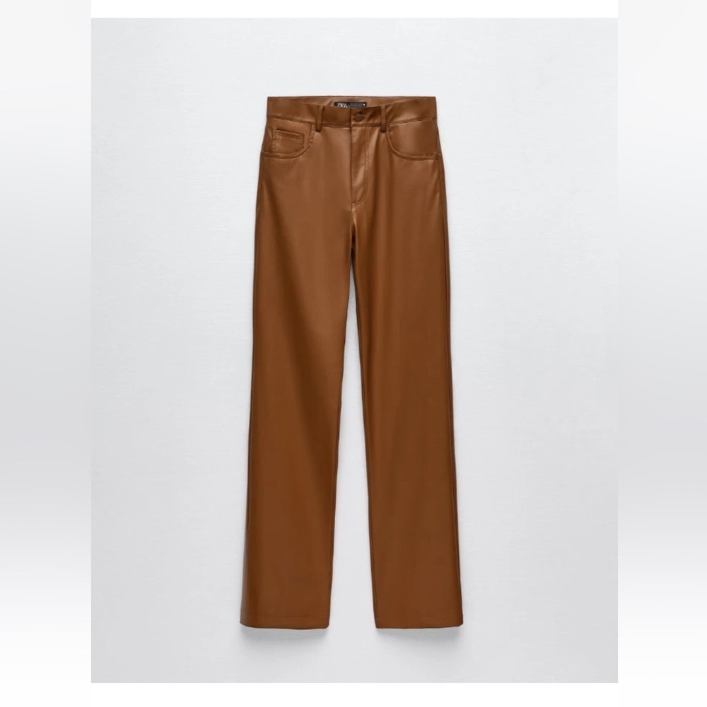 Zara Brown Faux Leather Pants - Picture 11 of 13